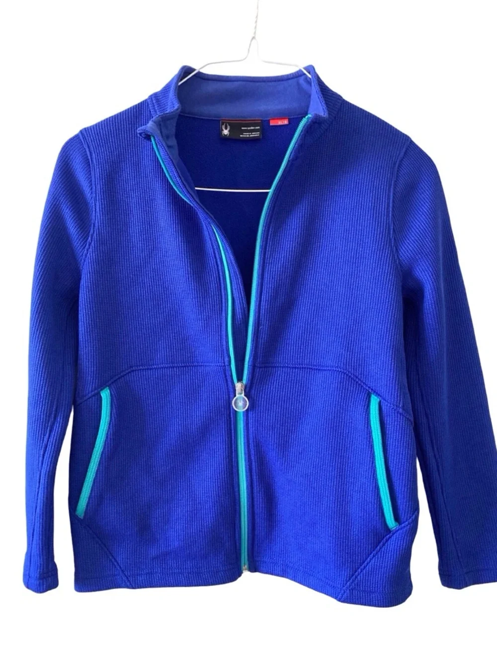 Spyder Girls XL 18 Full Zip Fleece Jacket Royal Blue Teal Ski Outdoor Active